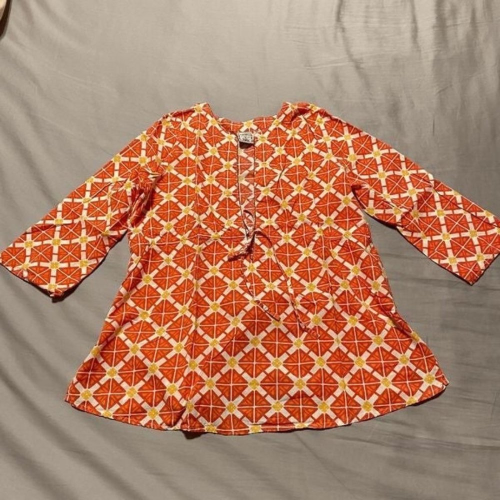 Old Navy Maternity Tunic 3/4 Sleeve Flowy Hem Top Orange Sz s